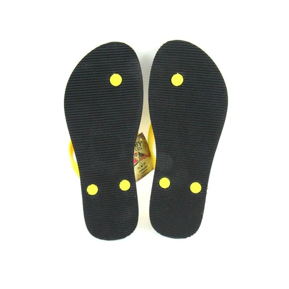 Rugby Assn Women's Thong Sandals Flip-Flops Black/Yellow Size 6 - Picture 5 of 5